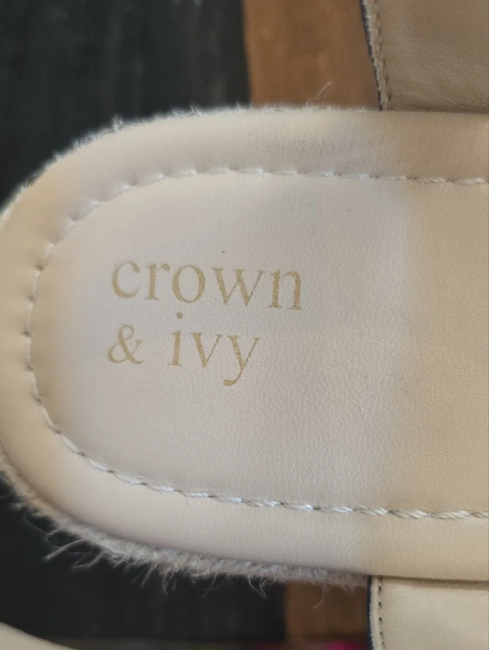 crown & ivy Navy Espadrille Sandals with Gold Buckles